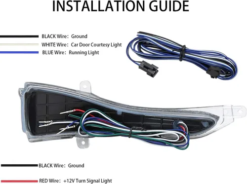 Vista 6 de Espejos de vista lateral Indicador de luz intermitente secuencial dinámico LED luz de señal de giro para Infiniti Q50 Q60 Q70 QX30 QX50 QX60 QX70