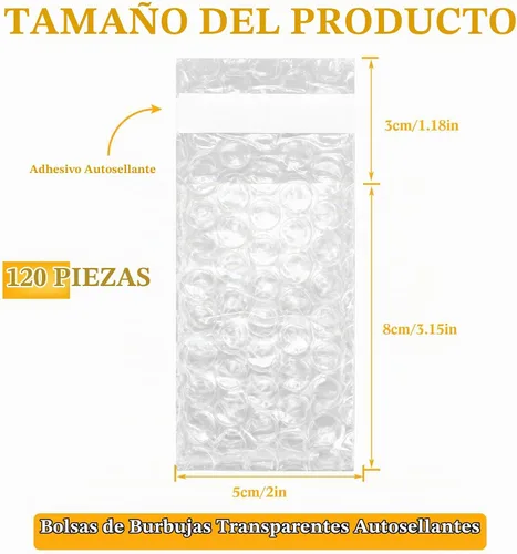 Vista 2 de Perkoop - Bolsas de burbujas dobles, 2 x 3.15 pulgadas, 120