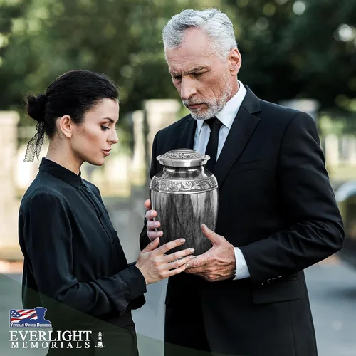 Vista 6 de Urna Negra de Acuarela para Cenizas de Adulto Masculino – Grandes Urnas de Cremación para Cenizas Humanas – Urna Funeraria Conmemorativa