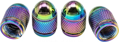 Vista 7 de 4 piezas de tapas coloridas para válvulas de neumático, tapas universales de aleación de aluminio estilo bala pulidas para válvulas de neumático