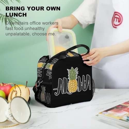 Vista 8 de Bolsa de almuerzo hawaiana única, reutilizable, aislada, bolsa de lonchera, contenedor para mujeres y hombres