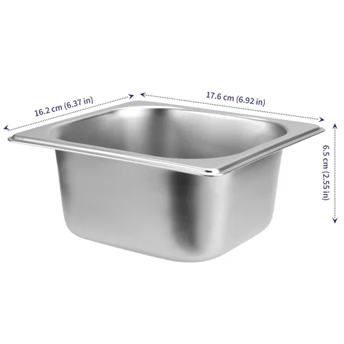 Vista 2 de SOUJAP Paquete de 8 sartenes de mesa de vapor de 1/6 de tamaño x 2.5 pulgadas de profundidad, sartenes de cocina de acero inoxidable antiatascos