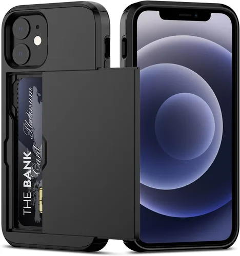Vista 26 de Nvollnoe Funda para iPhone 11 con tarjetero resistente de protección de doble capa a prueba de golpes, ranura para tarjetas oculta, funda delgada