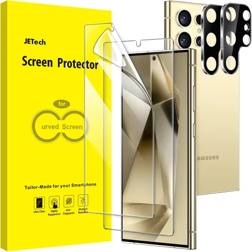 Vista 8 de JETech Protector de pantalla para Samsung Galaxy S22 Ultra 5G de 6.8 pulgadas con protector de lente de cámara, película de TPU flexible, compatible