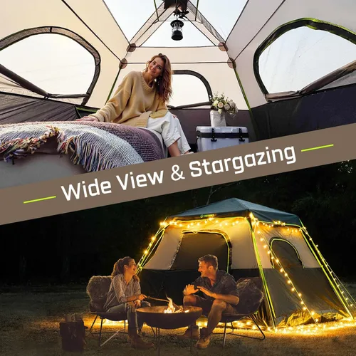 Vista 6 de 4/6/8/10 Person Instant Tent, Waterproof Pop Up Tents for Camping with Rainfly, 60 Seconds Easy Setup, Automatic Cabin Tent for Family Camping with