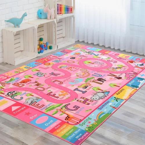 Vista 9 de Terrug Alfombra infantil para sala de juegos, antideslizante, lavable, mapa educativo de la ciudad para el aula, alfombra