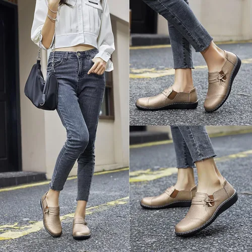 Vista 6 de LAZYPOP Mocasines de cuero clásicos y cómodos para mujer, bonitos zapatos de vestir informales, ligeros, para caminar, zapatos planos
