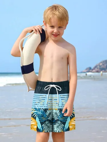 Vista 5 de BesserBay Traje de baño elástico de compresión con cordón para niños, de secado rápido, con bolsillos, de 4 a 12 años