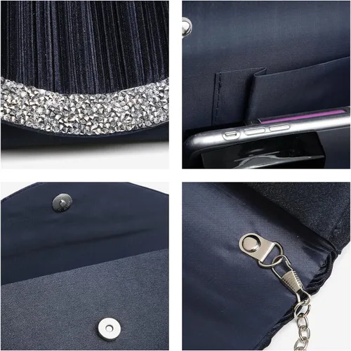 Vista 6 de Dasein Bolsos de noche de satén para mujer, bolsos de mano, bolsos de boda, bolsos formales, para fiesta, graduación, con diamantes de imitación