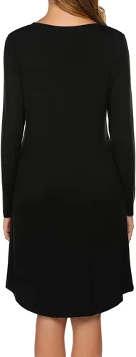 Vista 5 de HOTOUCH Camisón de manga larga para mujer, con estampado lindo, suave, hasta la rodilla, pijama para dormir