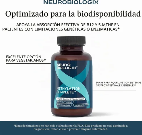 Vista 6 de Neurobiologix Complejo B metilado completo de metilación, 120 masticables