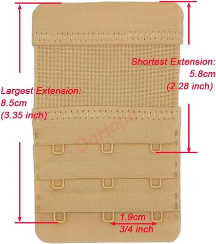 Vista 3 de Extensor de banda de sujetador trasero elástico 3 x 3 gancho y cinta de ojo extensión elástica