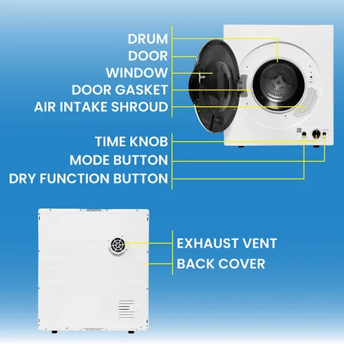 Vista 7 de Equator Secador compacto con sensor ventilado 3.5cf/13lbs 110V CONTROL INFERIOR BLANCO