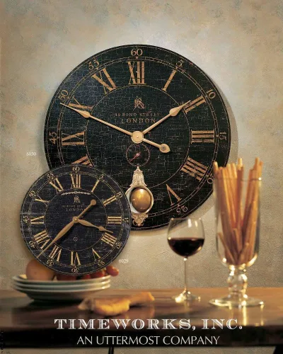 Vista 3 de Uttermost Bond Street - Reloj de pared redondo de péndulo negro de 30 pulgadas de ancho