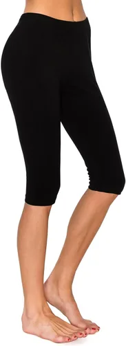Vista 24 de Leggings Depot NCL27 pantalones capri para yoga de algodón premium suave Negro