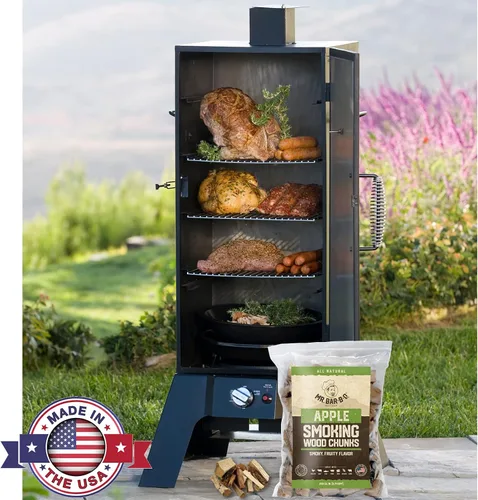 Vista 4 de Bolsa de 3.5 libras de trozos de madera de manzana de Mr. Bar-B-Q, sabor a manzana afrutado para ahumar, asar al aire libre, barbacoa en el patio