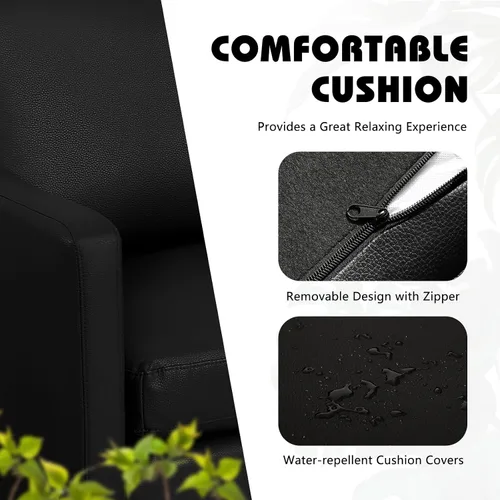 Vista 6 de Sofá modular convertible de cuero en forma de L con diván reversible, moderno sofá modular de 3 plazas para sala de estar, espacios pequeños