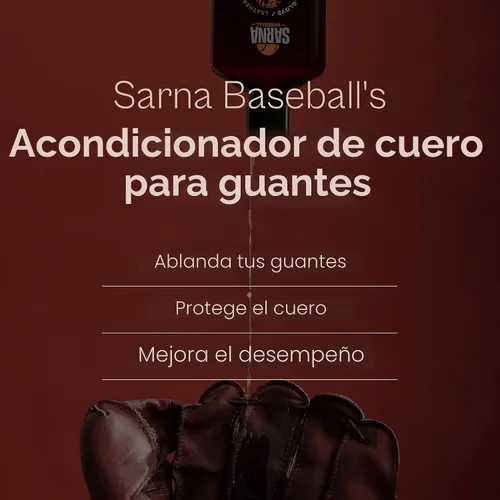 Vista 2 de SARNA BASEBALL Glove Conditioner, Liquid, 8 Oz – Water-Based, Non-Darkening, No Sticky Residue – Glove Conditioner for Mitts, Baseball & Softball