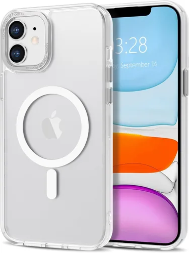 Vista 160 de Anuck - Funda magnética para iPhone 11 compatible con MagSafe, carcasa trasera mate translúcida dura, borde de TPU, delgada, resistente a impactos