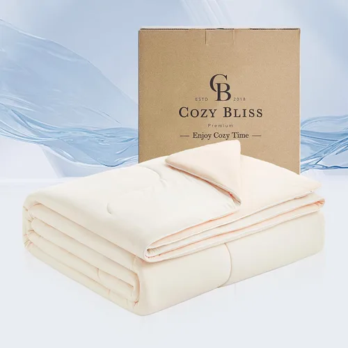 Vista 11 de Cozy Bliss Sorona® - Edredón refrescante tamaño individual x fibra natural de viscosa Sorona®, manta de enfriamiento reversible y sedosa