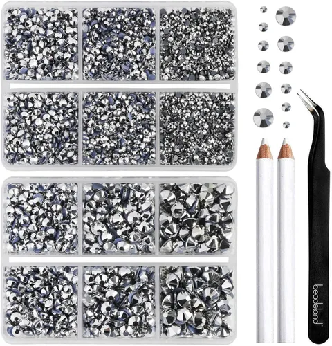 Vista 16 de BEADSLAND Diamantes de imitación termoadhesivos, 6080 piezas de diamantes de imitación azules para manualidades en ropa, 6 tamaños mixtos con lápiz
