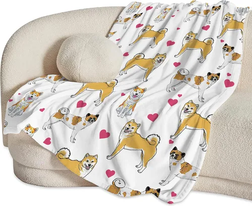 Vista 3 de Manta de Tiro de Perro Akita - Regalos y Decoración para Niñas, Mujeres, Niños, Adultos - Suave, Cálida y Acogedora de Vellón para Sofá, Sillón