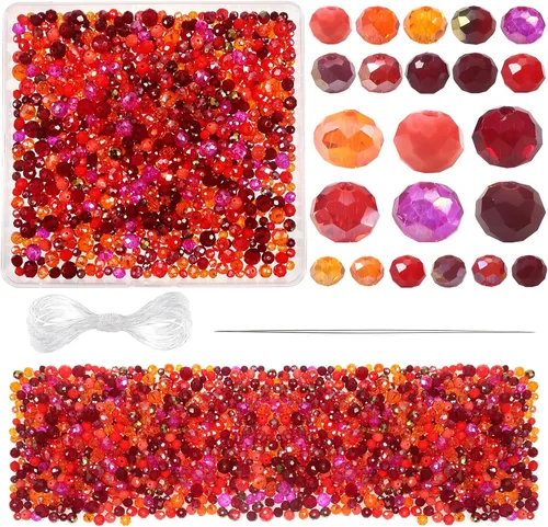 Vista 10 de TOAOB - 1000 cuentas facetadas de vidrio de 0.157 in, 0.236 in, 0.315 in, cuentas espaciadoras negras brillantes y Rondelle para manualidades