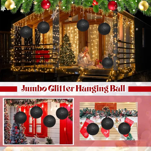 Vista 4 de Zubebe 6 Piezas Bolas de Navidad Extra Grandes de 8" para Exteriores, Adornos Jumbo Oversized para Árbol de Navidad, Decoraciones Gigantes, Bolas