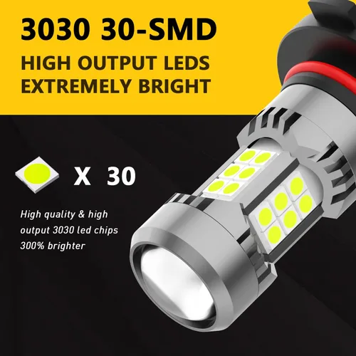 Vista 2 de Phinlion Bombillas LED antiniebla H10, 3200 lúmenes color azul hielo, súper brillantes PY20D 9145, focos antiniebla de repuesto para coches