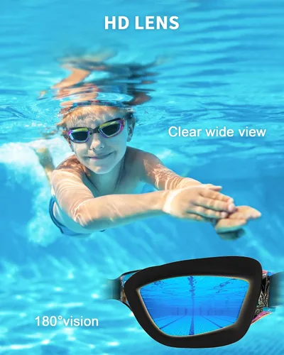 Vista 6 de gafas de natación para niños con pinza para la nariz, tapones para los oídos, puente de nariz para niños de 3 a 15 años