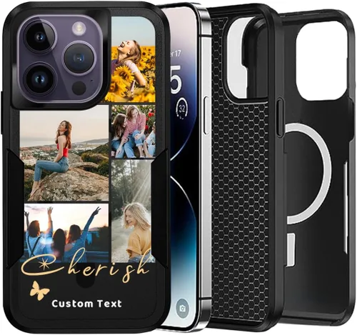 Vista 13 de Funda magnética personalizada para iPhone 17 Air 16 15 14 Pro Max Plus 13 12 11, personaliza el nombre del texto de la foto y imagen, imanes fuertes