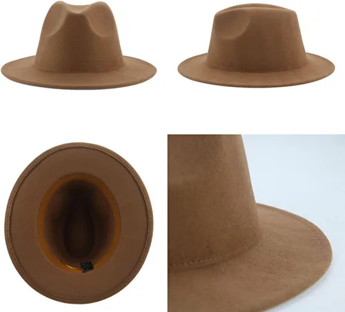 Vista 4 de Faringoto Sombrero Fedora para mujer, sombrero de invierno de lujo para hombre para mujer