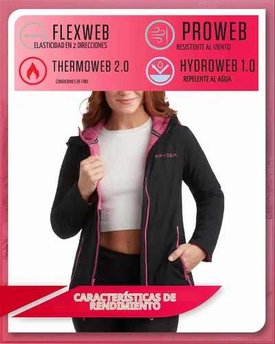 Vista 5 de Spyder Chaqueta cortavientos para mujer, impermeable, resistente al viento Negro