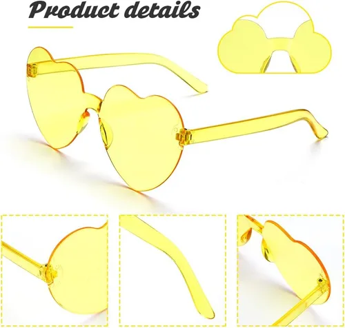Vista 3 de Heart Sunglasses Heart Shaped Sunglasses Womens 2 Pairs Rave Sunglasses for Women Bachelorette Party Favors