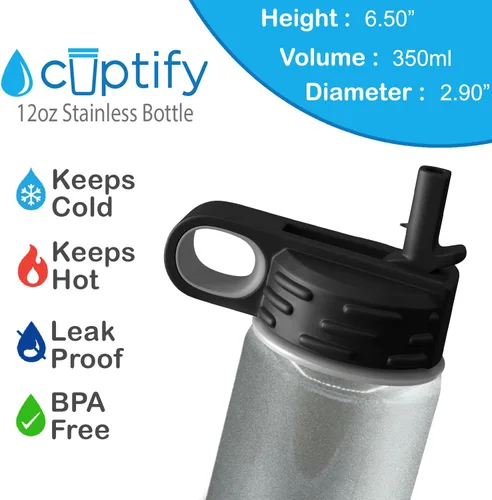 Vista 110 de Cuptify Botella de agua para niños personalizada con nombre en botella de agua aislada con anillo brillante verde de 12 onzas Verde brillante