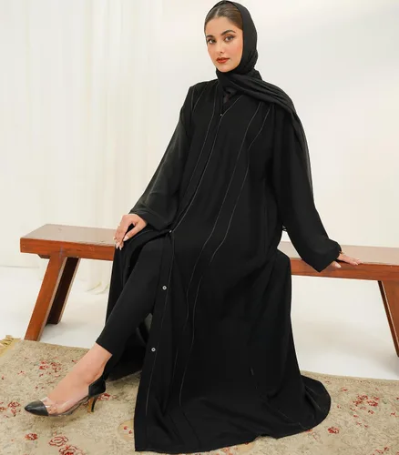 Vista 3 de Abaya elegante y moderna para mujer, ligera, fluida, suave y perfecta para cualquier ocasión