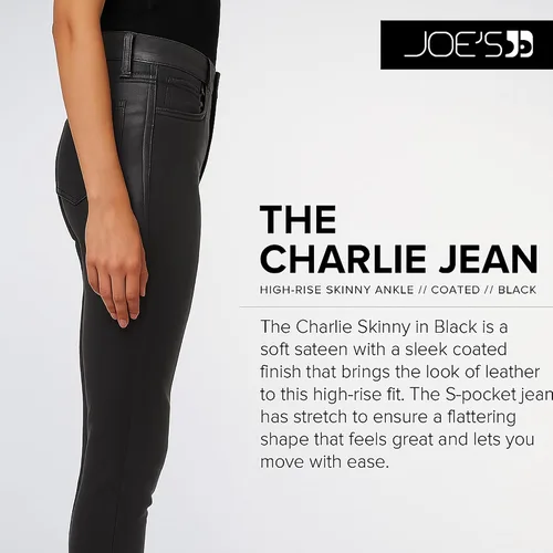 Vista 7 de Joe's Jeans Womens The Charlie High Rise Skinny Ankle Jean Negro