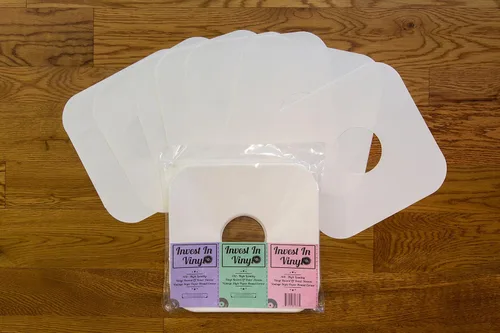 Vista 5 de Fundas interiores de disco de vinilo de 100 LP, papel blanco marfil, esquinas redondeadas, protección de 33 RPM, fundas de disco de 12 pulgadas