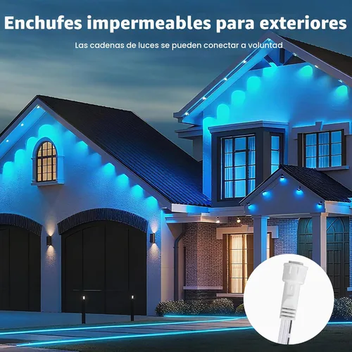 Vista 7 de Luces inteligentes permanentes para exteriores de 148 pies, control de aplicación WiFi, 54 LED IP67, impermeable, iluminación de alero que cambia