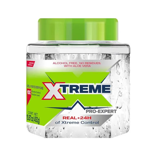 Vista 2 de Gel de peinado profesional Xtreme, transparente con aloe vera, sin alcohol, agarre máximo, 15.87 onzas, paquete de 2 Sin alcohol, control Xtreme