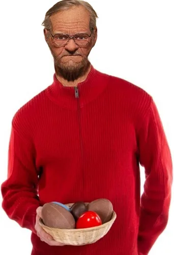 Vista 2 de EAGSTRIKY Máscara de anciano realista de látex aterrador, máscara de anciano de cabeza completa, máscara humana para fiesta y cosplay para adultos