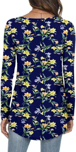 Vista 3 de CATHY Blusa holgada de manga larga con volantes para mujer, estilo casual, para usar con leggings