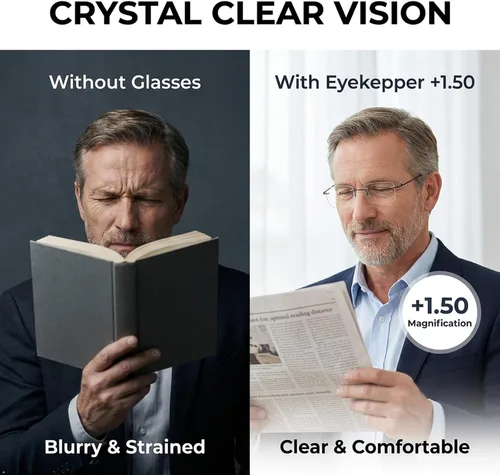 Vista 5 de Eyekepper Reading Glasses, Readers for Men,Rimless Men's Metal Magnifying Glass, Mens Frameless Reader Eyeglasses, Lightweight Cheaters, Scratch