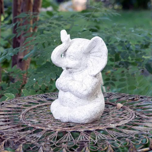 Vista 3 de Estatua de elefante afortunado meditación blanca (12.0)