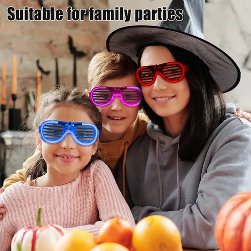 Vista 4 de 5 lentes LED que brillan en la oscuridad para adultos y niños, 5 colores que brillan en la oscuridad, accesorios de neón para suministros de fiesta