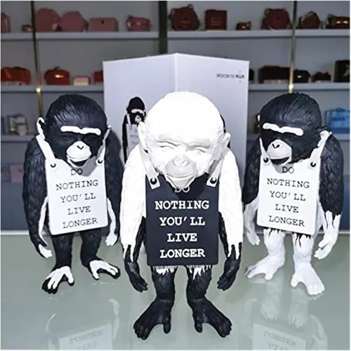 Vista 4 de Escultura de mesa, adornos de escritorio de moda, figurita de decoración de arte, accesorios de estatua de mono, decoración de arte callejero