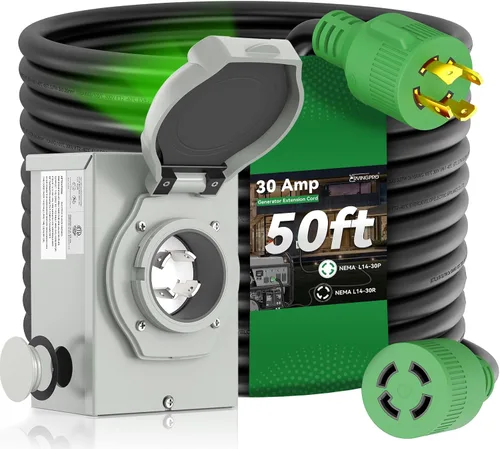 Vista 9 de Cable generador de 30 amperios de 25 pies y caja de entrada