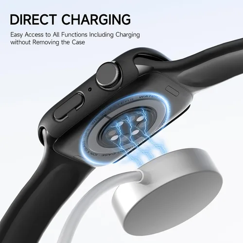 Vista 3 de Paquete de 2 fundas de vidrio templado compatibles con Apple Watch, protector de pantalla de policarbonato duro, protección general ligera contra