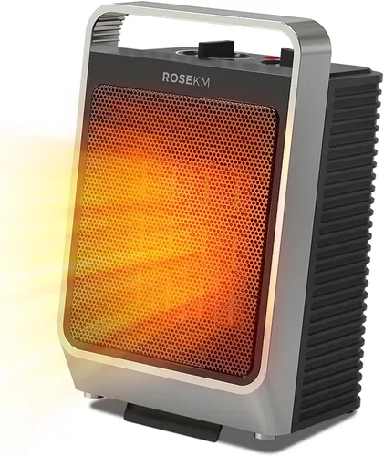 Vista 9 de ROSEKM Calentadores de espacio para uso en interiores, calentador eléctrico portátil de 1500 W con termostato, calentador de cerámica
