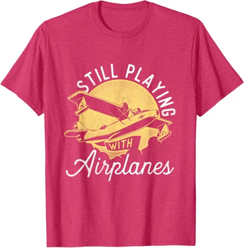 Vista 28 de Still Playing With Airplanes - Camiseta de control remoto RC Avión Piloto, Negro